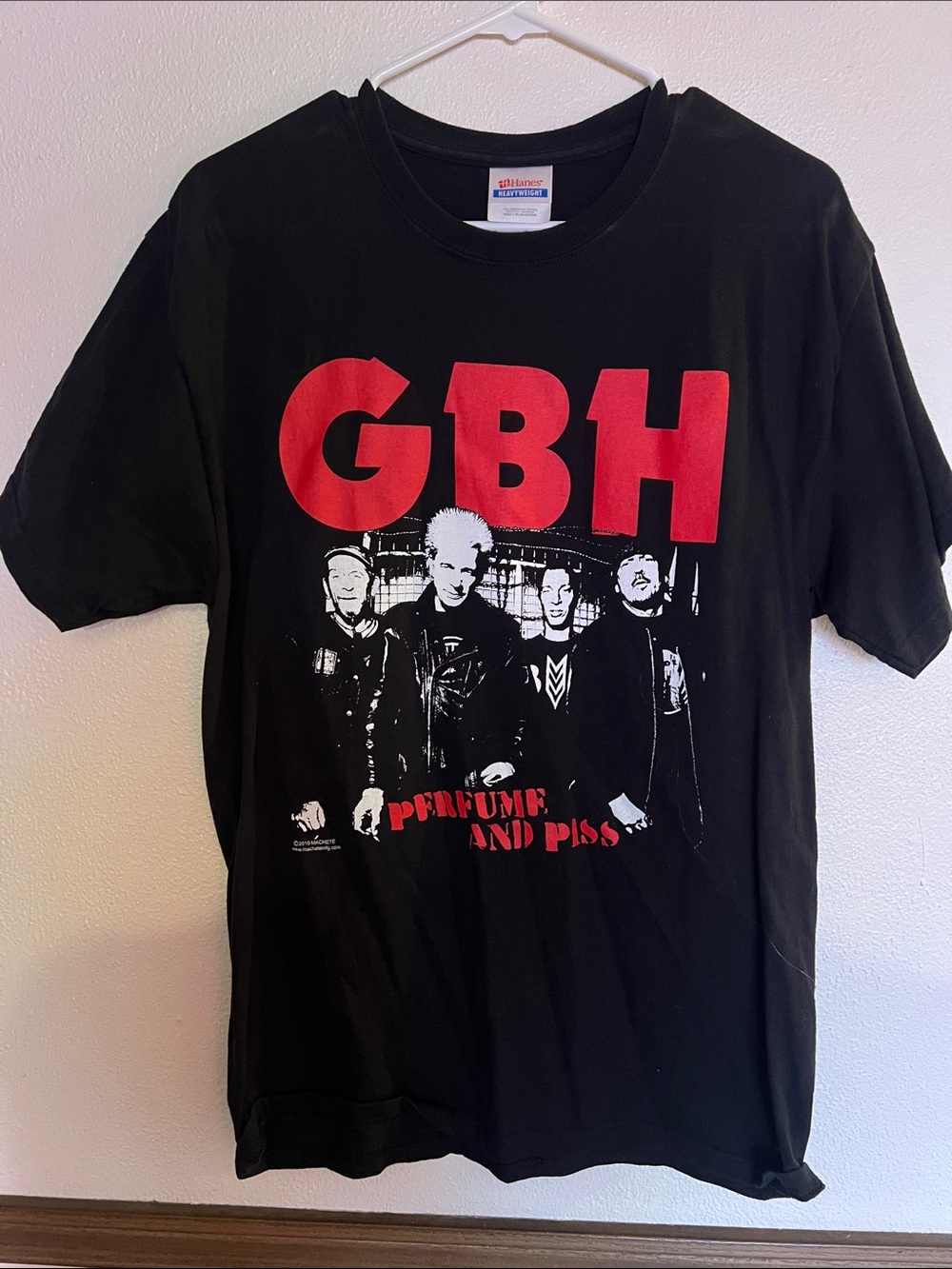 G.B.H. 2010 tour shirt - Hanes Black Tee with Red Logo and Blue Heavyweight Tag